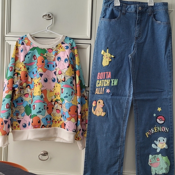 Pokémon Jeans And Sweatshirt Bundle NWT Girls -  10/12 - Picture 2 of 8